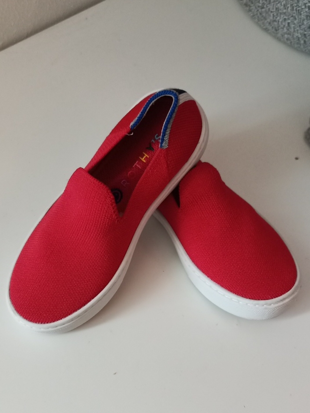 Rothy's Girls Red Slip-On Sneakers with White Soles